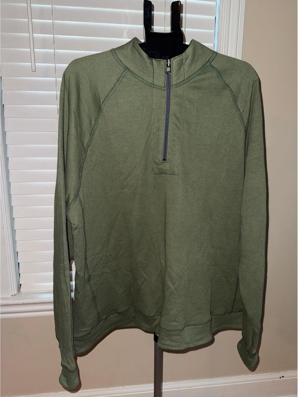 American Giant Reversible Quarter Zip Pullover 2XL Green Made‎ USA NWOT